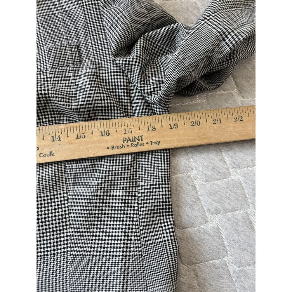 J Crew Blazer Womens 8 Black White Plaid Houndstooth Two Button‎ Jacket Career